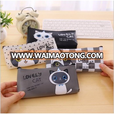 Wholesale PU Adorable Cat Pen Bags Cartoon Pencil Case Storage Organizer Pouch Pencil Bag Cute Yiwu Stationery