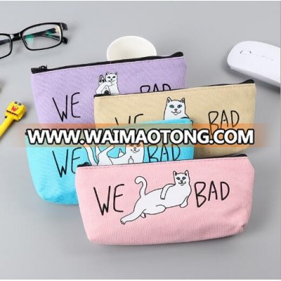 Creative Cat Fabric Student Pen Bags Pencil Case Storage Bag Change Stationery