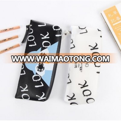 Lookouts Black White PU Student Pen Bags Pencil Case Storage Organizer Pouch Pencil Bag School Supply Stationery