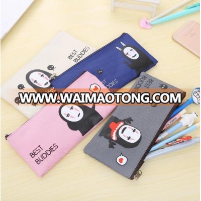 No Face Man Cartoon Student Pencil Bag Pouch Pen Bags Pencil Case Stationery Storage Bag