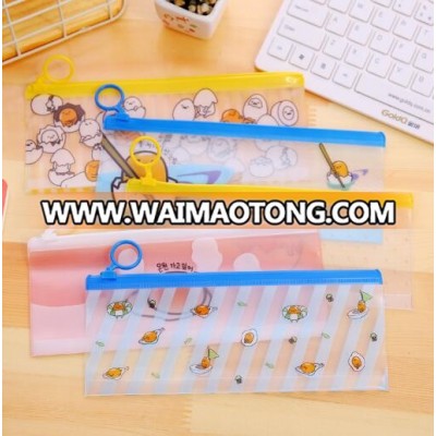 Clear PVC Egg Emoji Makeup Cosmetic Storage Bag Cartoon Pencil Case Bag Pen Holder