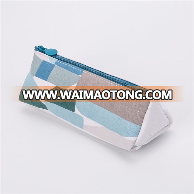 Promotional custom cotton canvas child pencil bag with zip